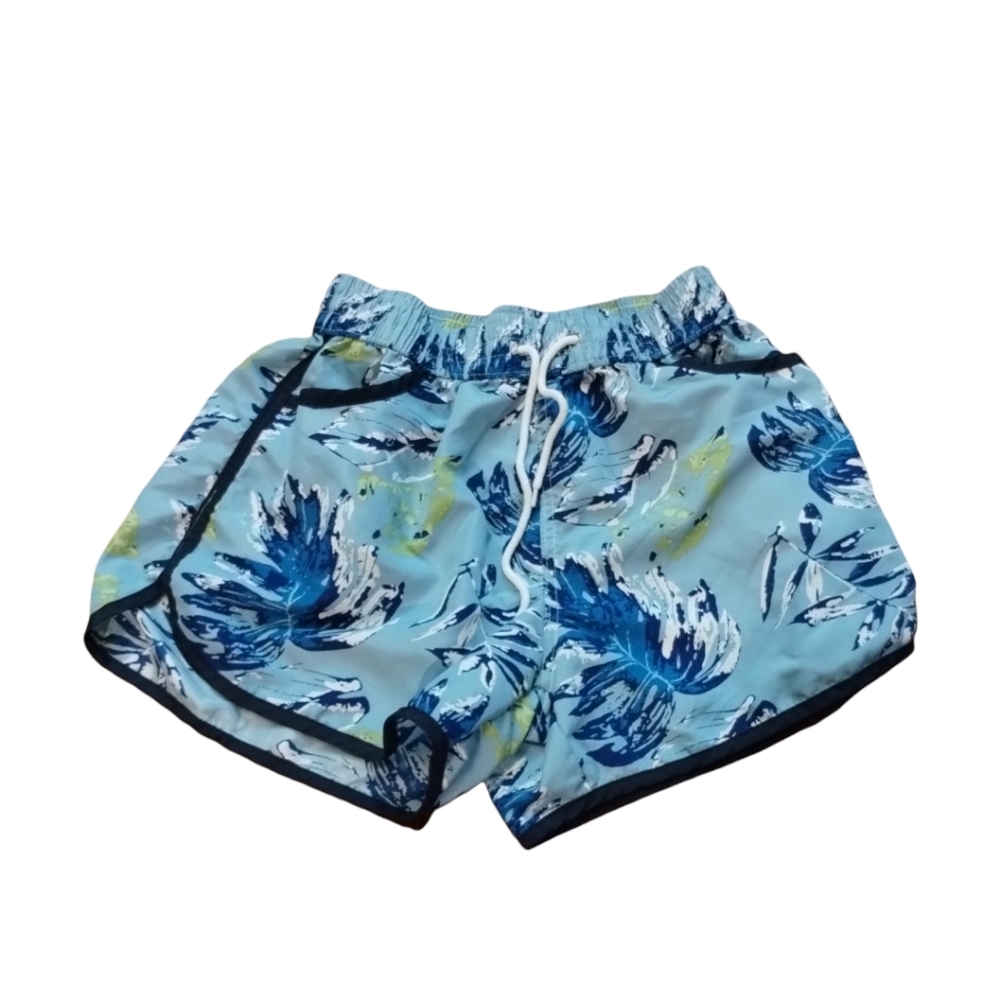 Confort fit Summer Shorts Leaf Print Elastic Waist Pocketed Casual Drawstring